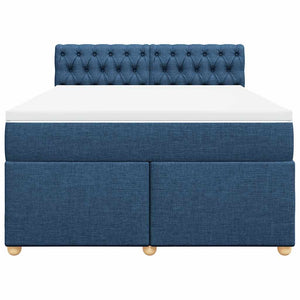 Κρεβάτι Boxspring με Στρώμα Μπλε 140x190 εκ. Υφασμάτινο