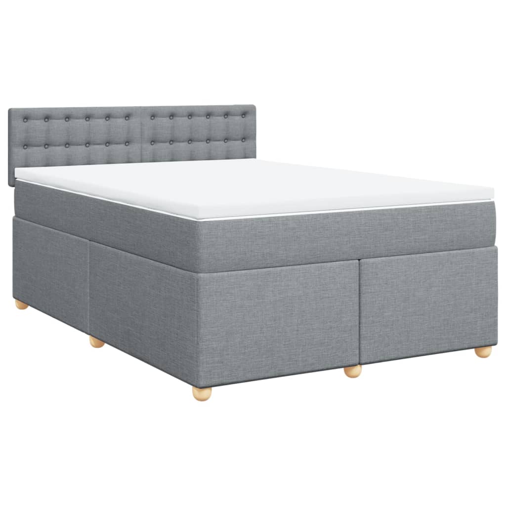 Κρεβάτι Boxspring με Στρώμα Ανοιχτό Γκρι 140x190 εκ. Υφασμάτινο