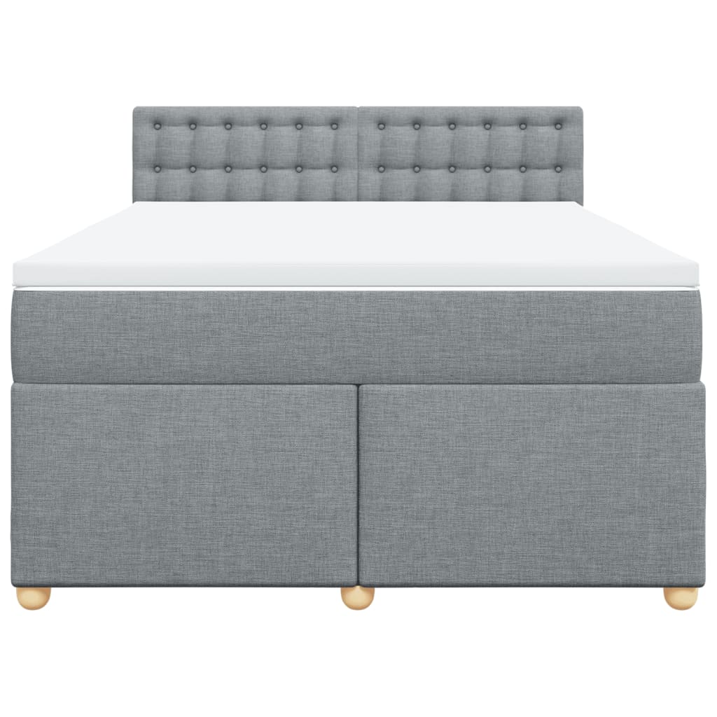 Κρεβάτι Boxspring με Στρώμα Ανοιχτό Γκρι 140x190 εκ. Υφασμάτινο