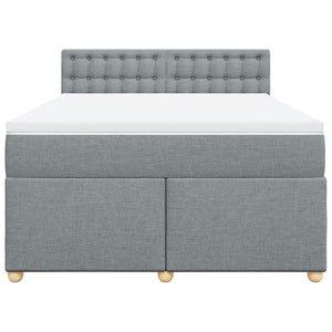 Κρεβάτι Boxspring με Στρώμα Ανοιχτό Γκρι 140x190 εκ. Υφασμάτινο
