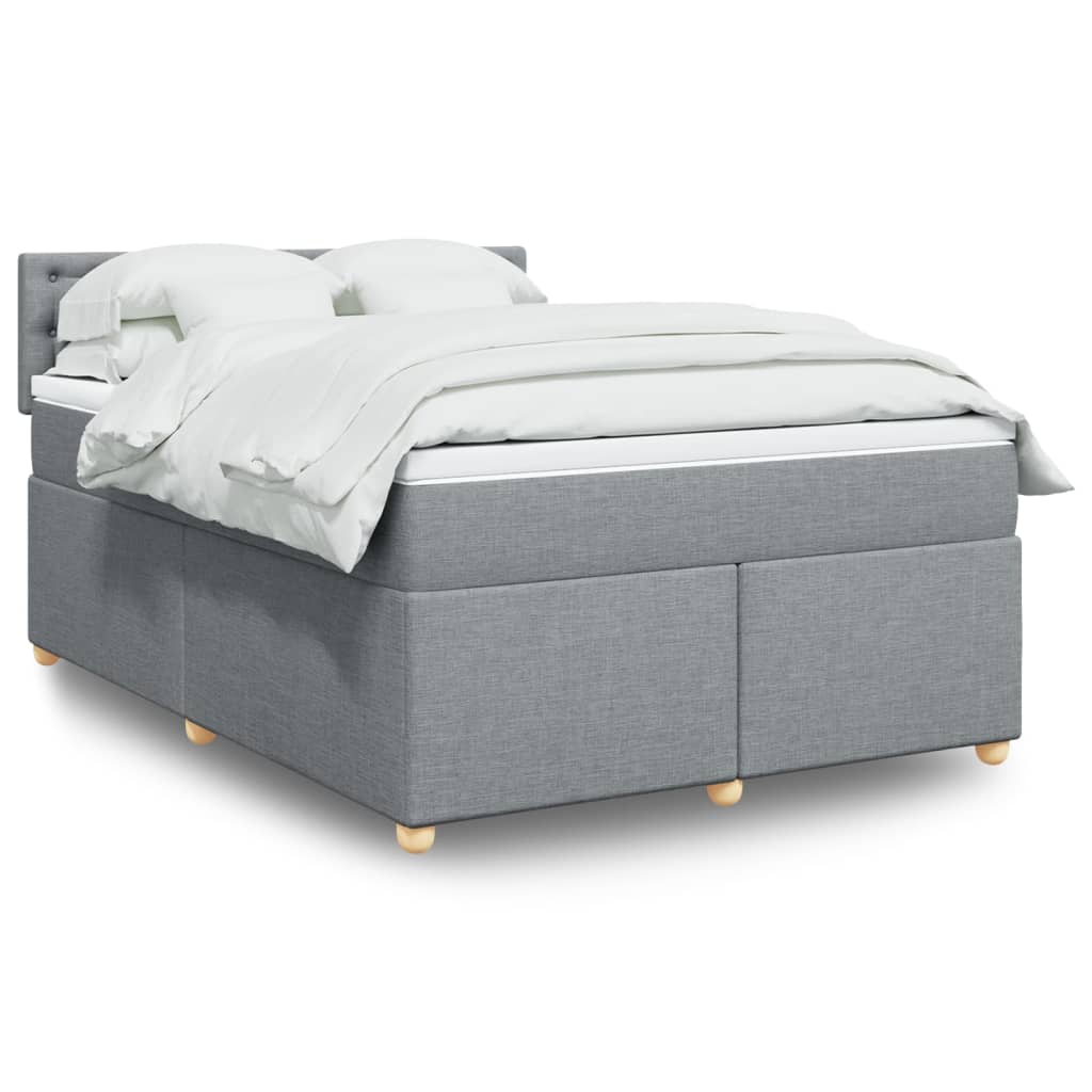 Κρεβάτι Boxspring με Στρώμα Ανοιχτό Γκρι 140x190 εκ. Υφασμάτινο