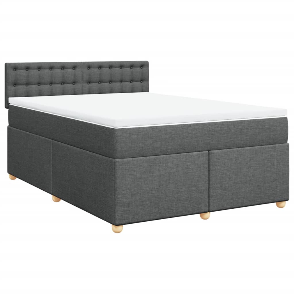 Κρεβάτι Boxspring με Στρώμα Σκούρο Γκρι 140x190 εκ. Υφασμάτινο