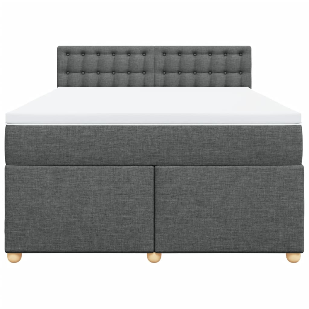 Κρεβάτι Boxspring με Στρώμα Σκούρο Γκρι 140x190 εκ. Υφασμάτινο