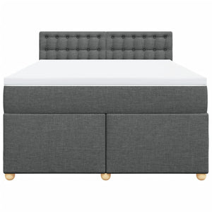 Κρεβάτι Boxspring με Στρώμα Σκούρο Γκρι 140x190 εκ. Υφασμάτινο