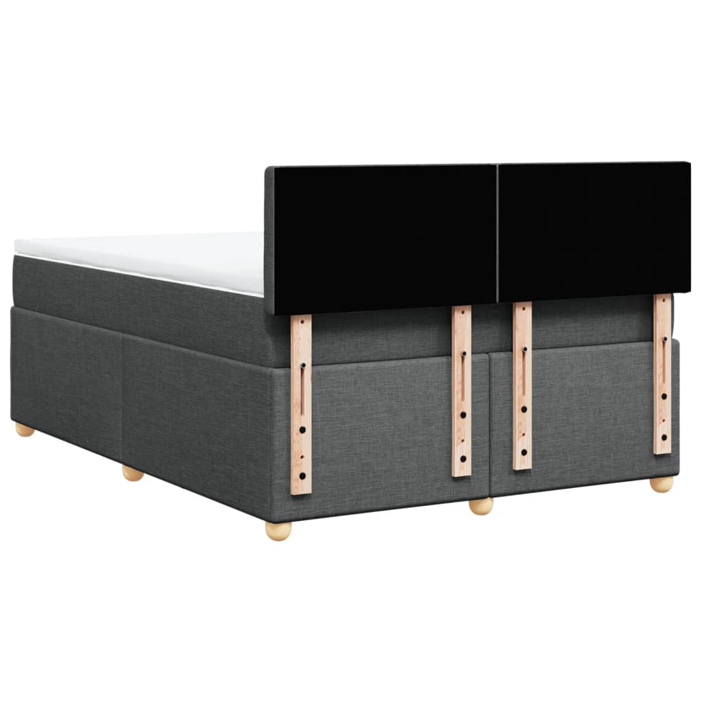 Κρεβάτι Boxspring με Στρώμα Σκούρο Γκρι 140x190 εκ. Υφασμάτινο