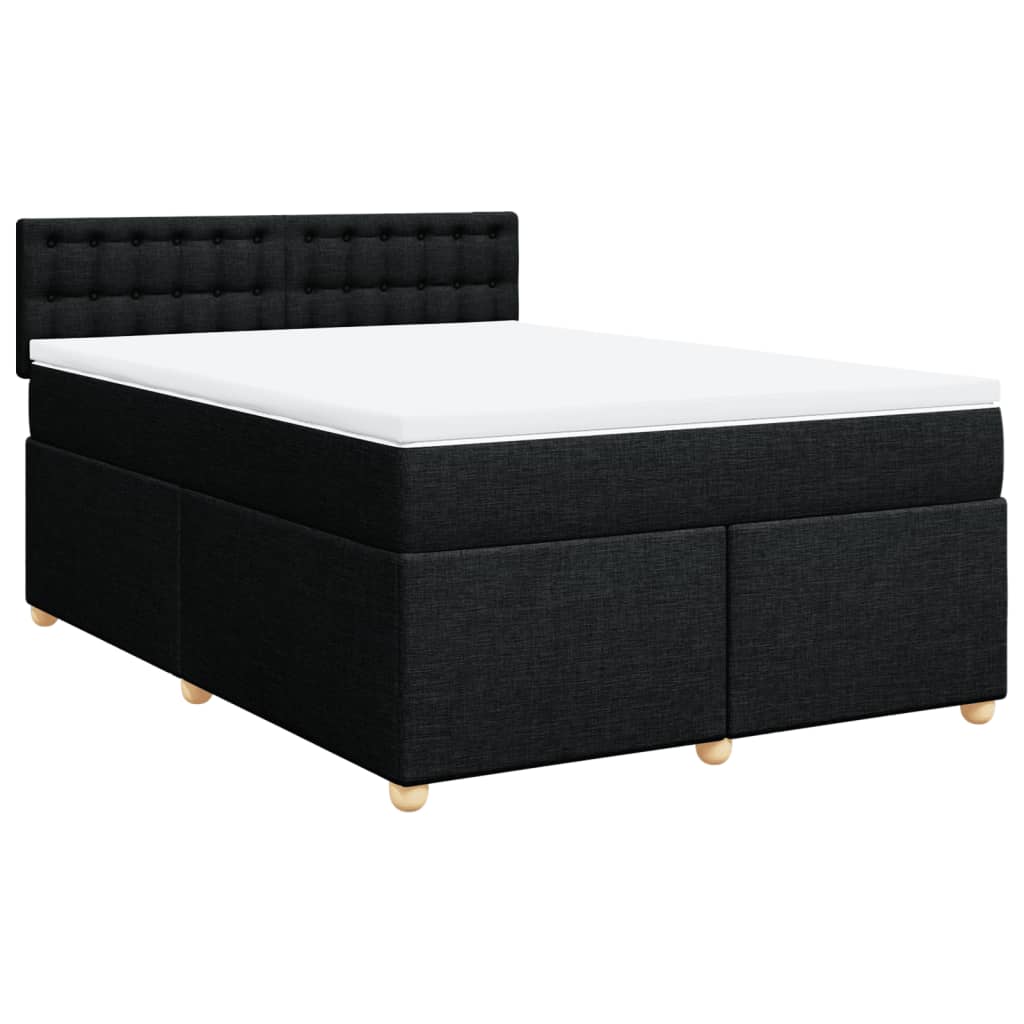 Κρεβάτι Boxspring με Στρώμα Μαύρο 140x190 εκ. Υφασμάτινο