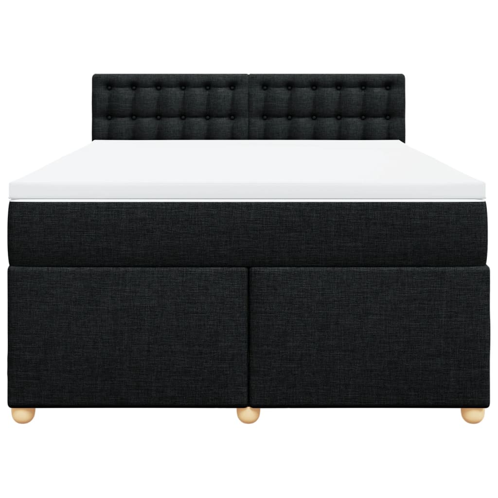 Κρεβάτι Boxspring με Στρώμα Μαύρο 140x190 εκ. Υφασμάτινο