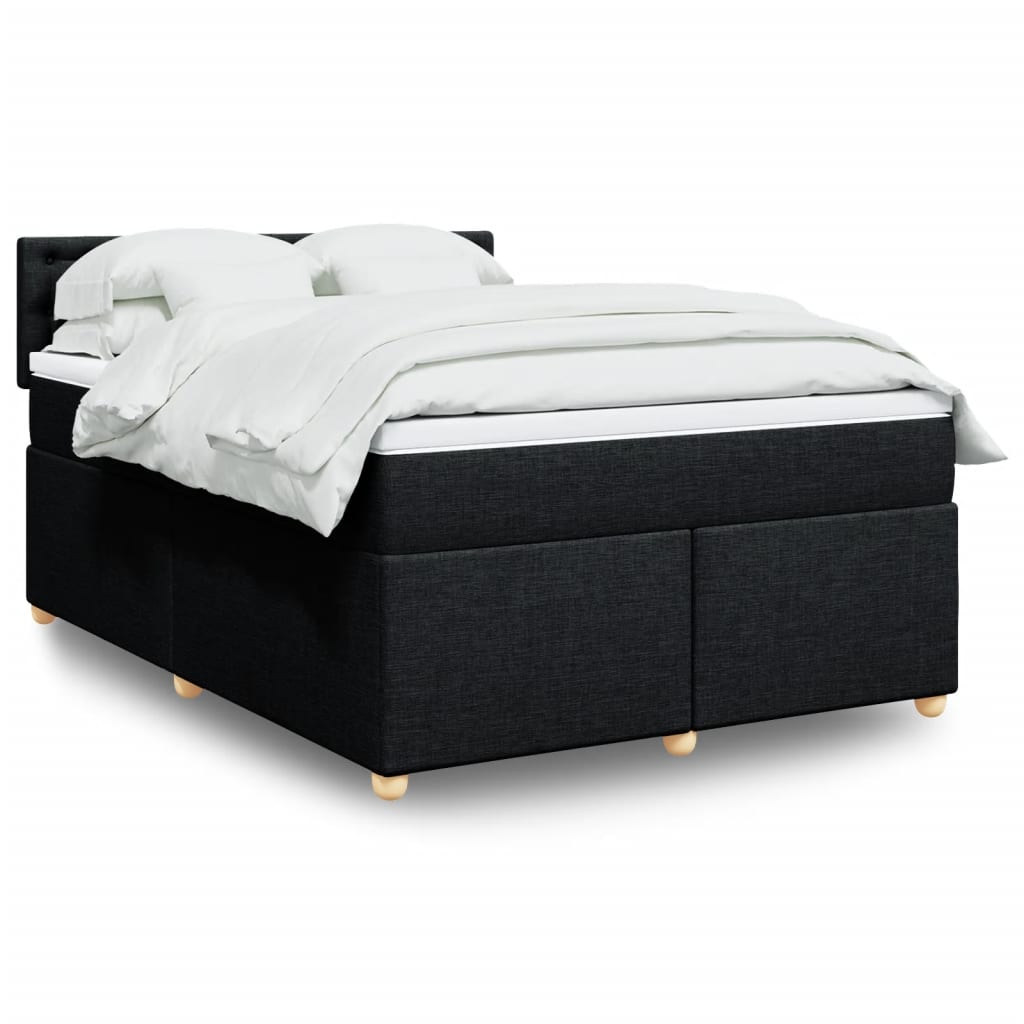 Κρεβάτι Boxspring με Στρώμα Μαύρο 140x190 εκ. Υφασμάτινο