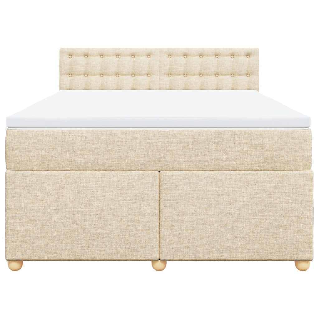 Κρεβάτι Boxspring με Στρώμα Κρεμ 140x190 εκ. Υφασμάτινο - Pakobazaar