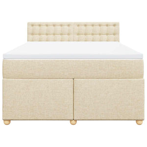 Κρεβάτι Boxspring με Στρώμα Κρεμ 140x190 εκ. Υφασμάτινο - Pakobazaar