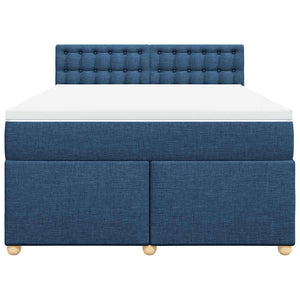 Κρεβάτι Boxspring με Στρώμα Μπλε 140x190 εκ. Υφασμάτινο