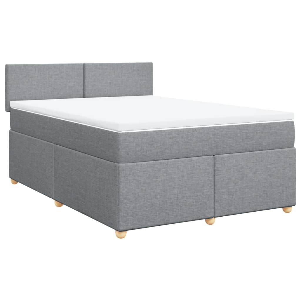 Κρεβάτι Boxspring με Στρώμα Ανοιχτό Γκρι 140x200 εκ. Υφασμάτινο