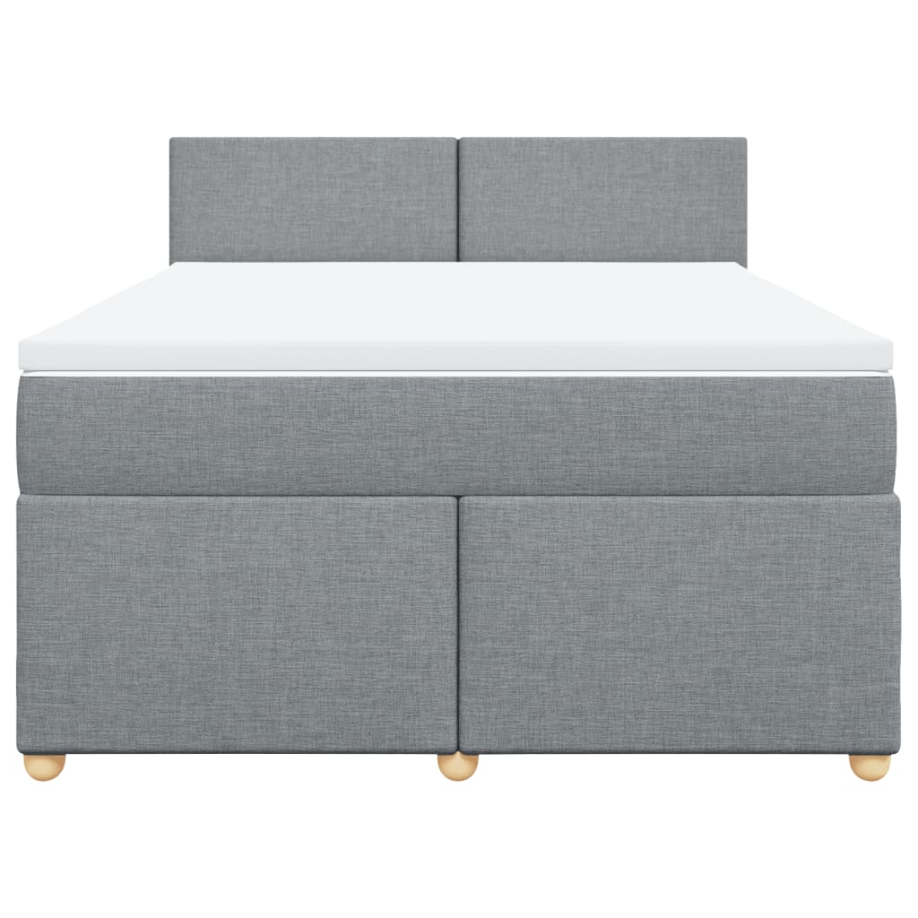 Κρεβάτι Boxspring με Στρώμα Ανοιχτό Γκρι 140x200 εκ. Υφασμάτινο