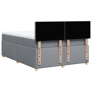 Κρεβάτι Boxspring με Στρώμα Ανοιχτό Γκρι 140x200 εκ. Υφασμάτινο
