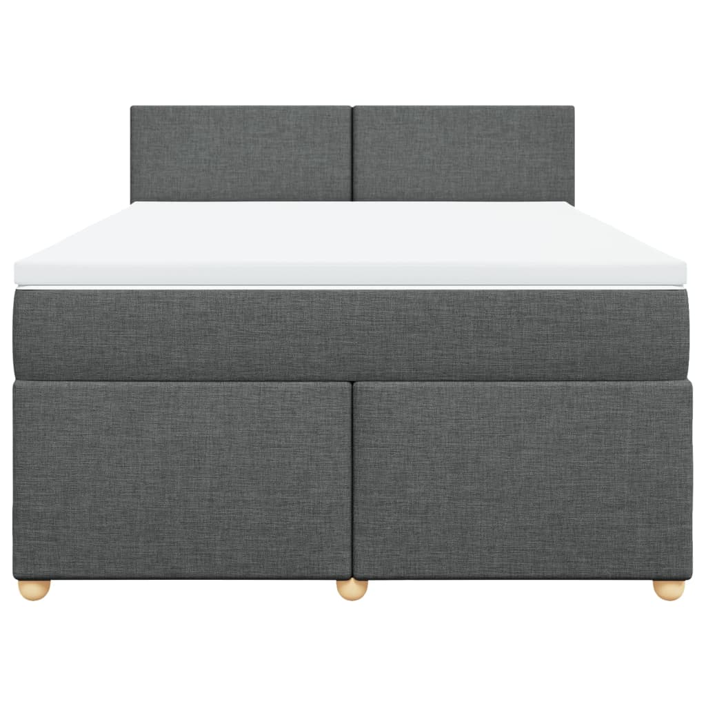 Κρεβάτι Boxspring με Στρώμα Σκούρο Γκρι 140x200 εκ Υφασμάτινο