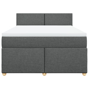 Κρεβάτι Boxspring με Στρώμα Σκούρο Γκρι 140x200 εκ Υφασμάτινο