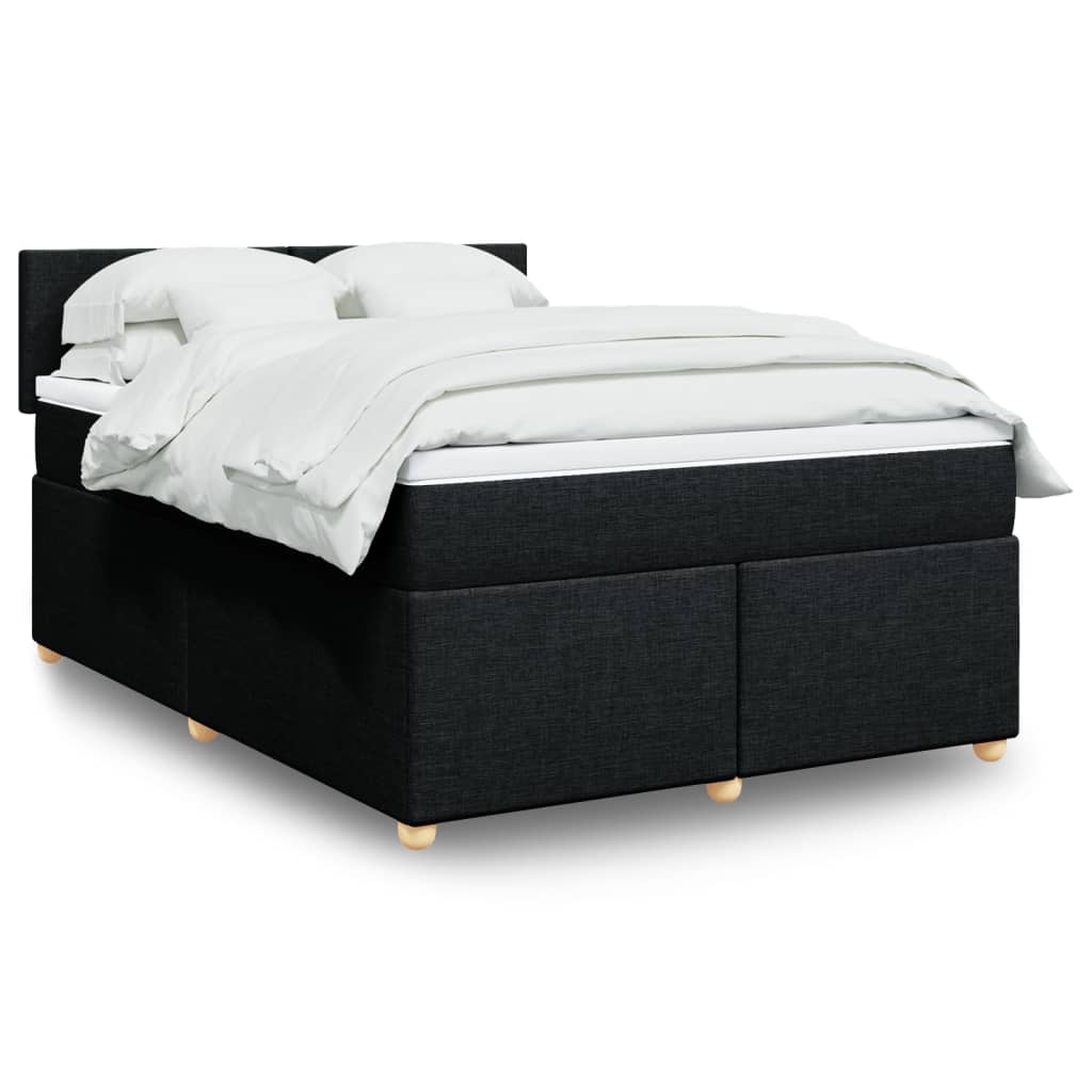 Κρεβάτι Boxspring με Στρώμα Μαύρο 140x200 εκ. Υφασμάτινο