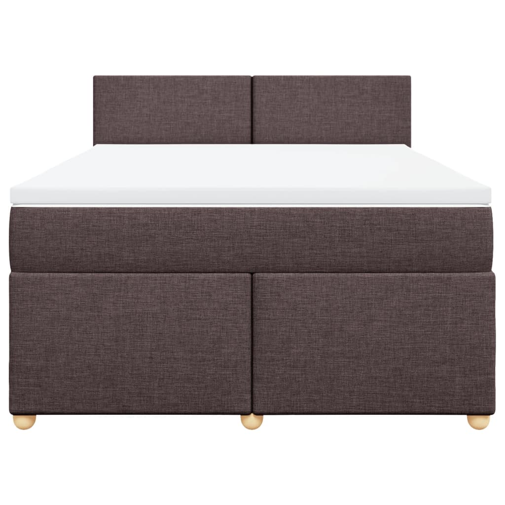 Κρεβάτι Boxspring με Στρώμα Σκούρο Καφέ 140x200 εκ Υφασμάτινο