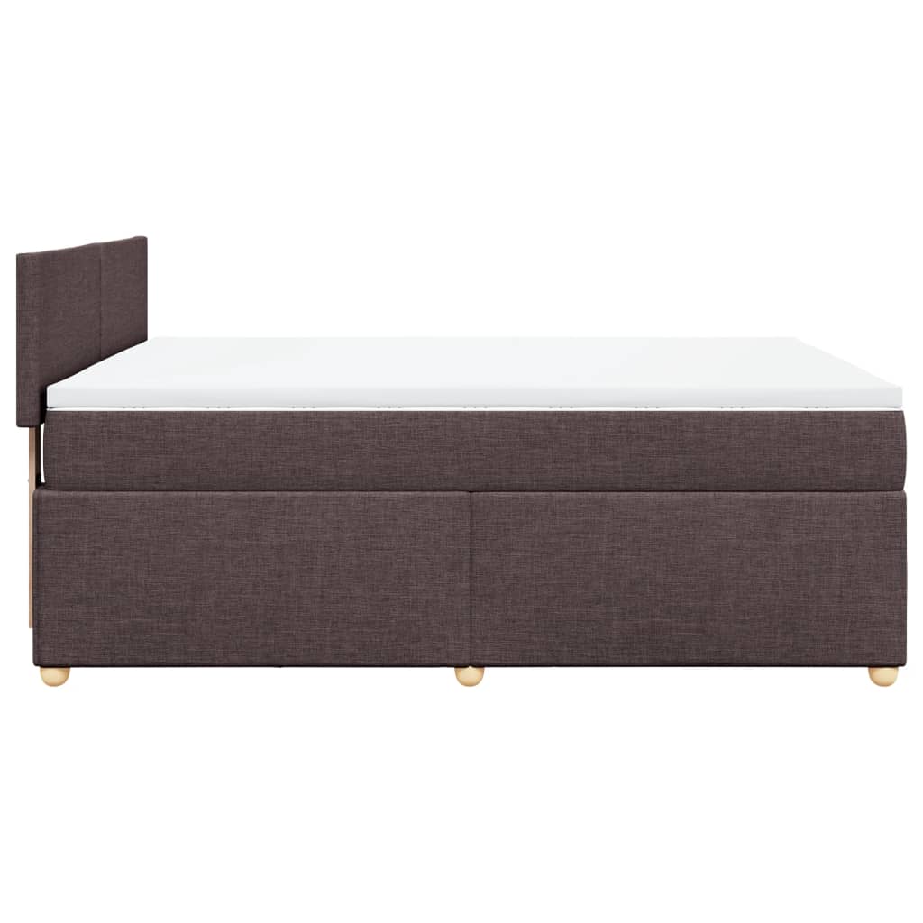 Κρεβάτι Boxspring με Στρώμα Σκούρο Καφέ 140x200 εκ Υφασμάτινο