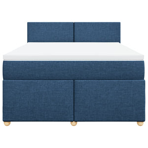 Κρεβάτι Boxspring με Στρώμα Μπλε 140x200 εκ. Υφασμάτινο