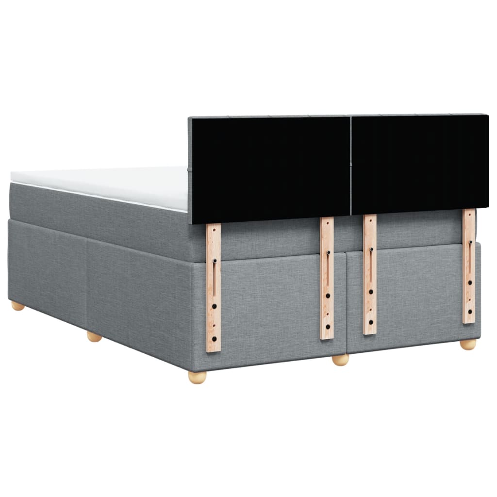 Κρεβάτι Boxspring με Στρώμα Ανοιχτό Γκρι 140x200 εκ. Υφασμάτινο - Pakobazaar