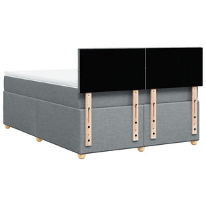 Κρεβάτι Boxspring με Στρώμα Ανοιχτό Γκρι 140x200 εκ. Υφασμάτινο - Pakobazaar