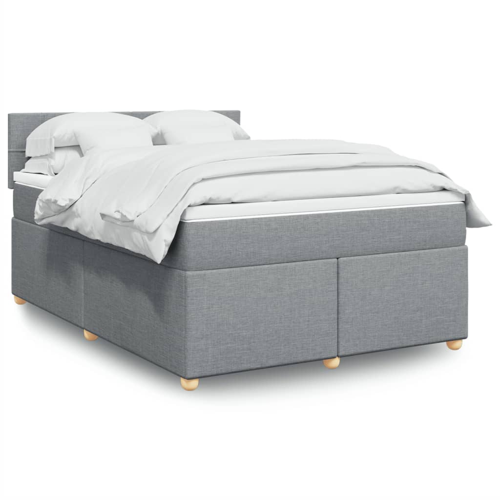 Κρεβάτι Boxspring με Στρώμα Ανοιχτό Γκρι 140x200 εκ. Υφασμάτινο - Pakobazaar
