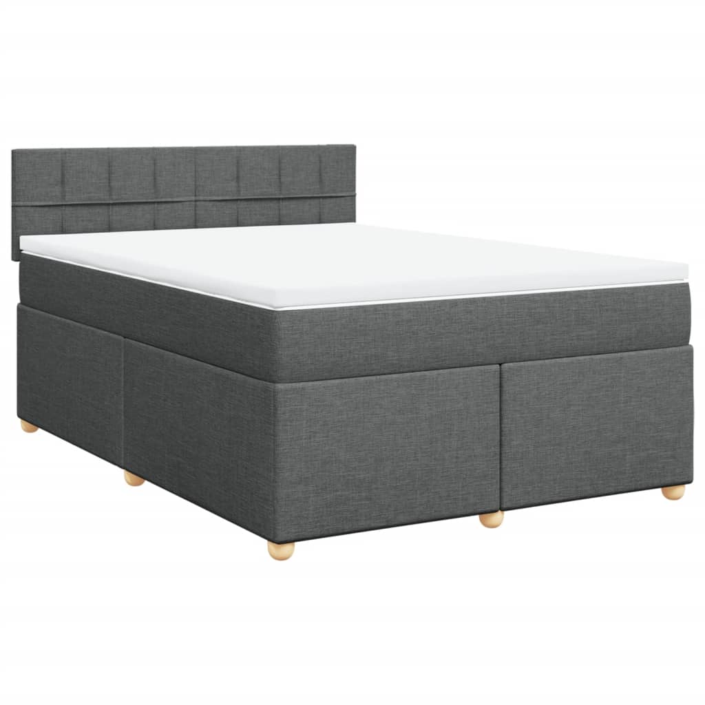 Κρεβάτι Boxspring με Στρώμα Σκούρο Γκρι 140x200 εκ Υφασμάτινο