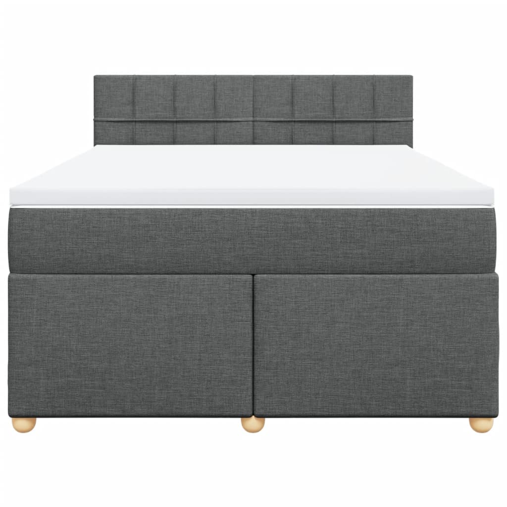 Κρεβάτι Boxspring με Στρώμα Σκούρο Γκρι 140x200 εκ Υφασμάτινο