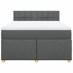 Κρεβάτι Boxspring με Στρώμα Σκούρο Γκρι 140x200 εκ Υφασμάτινο