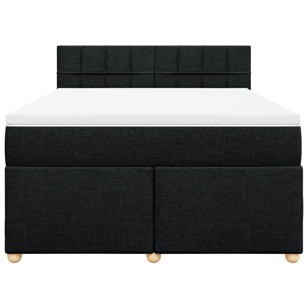 Κρεβάτι Boxspring με Στρώμα Μαύρο 140x200 εκ. Υφασμάτινο