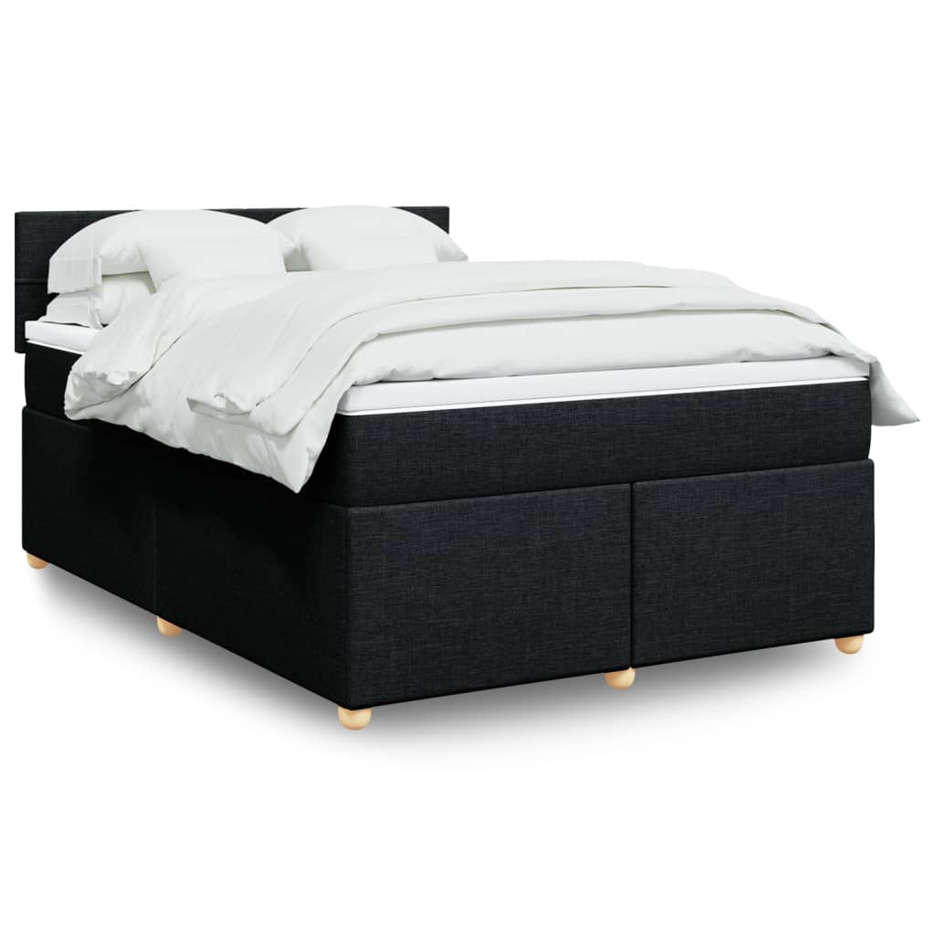 Κρεβάτι Boxspring με Στρώμα Μαύρο 140x200 εκ. Υφασμάτινο