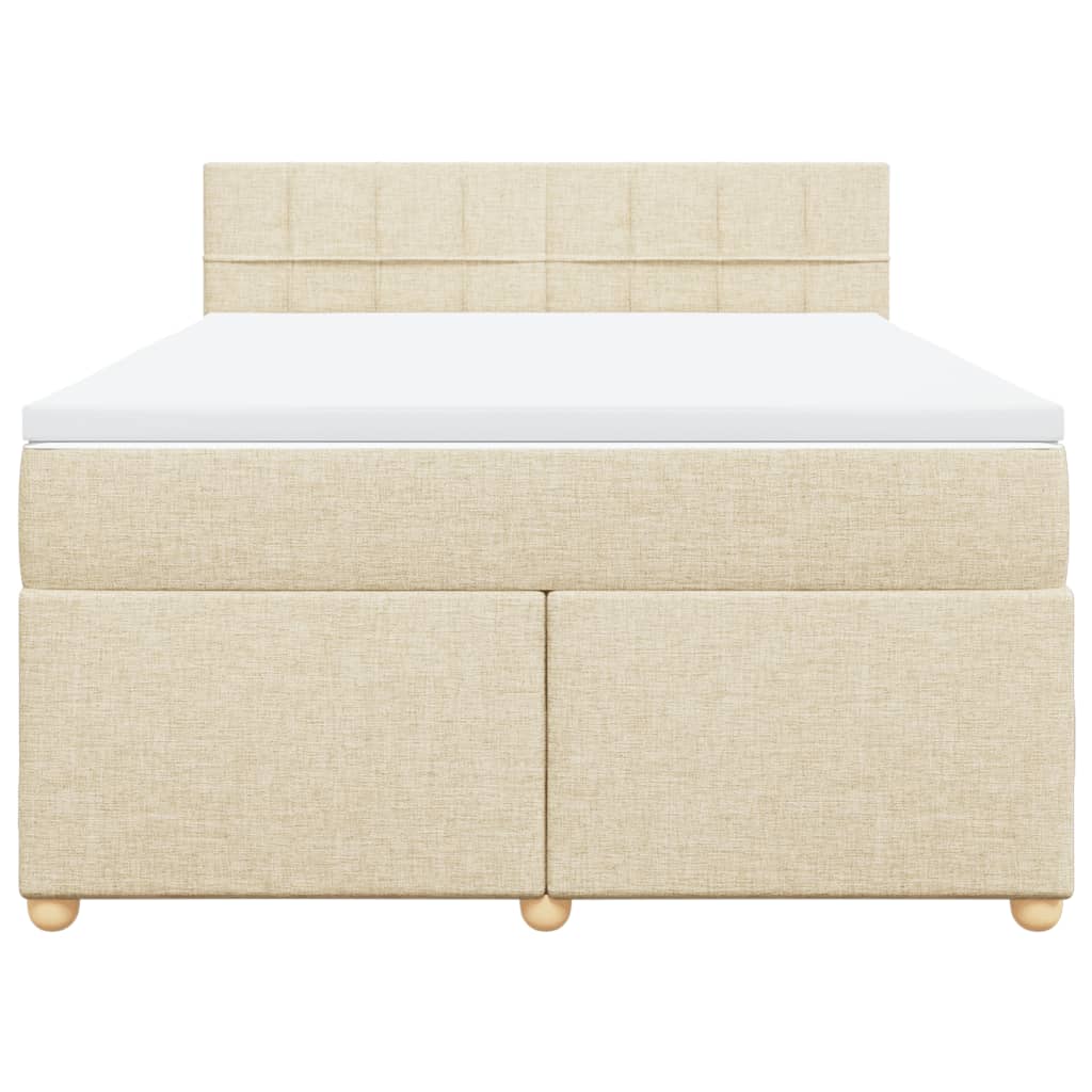 Κρεβάτι Boxspring με Στρώμα Κρεμ 140x200 εκ. Υφασμάτινο