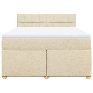 Κρεβάτι Boxspring με Στρώμα Κρεμ 140x200 εκ. Υφασμάτινο
