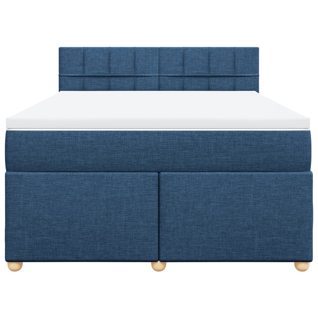 Κρεβάτι Boxspring με Στρώμα Μπλε 140x200 εκ. Υφασμάτινο