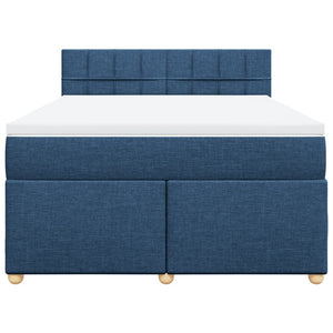 Κρεβάτι Boxspring με Στρώμα Μπλε 140x200 εκ. Υφασμάτινο