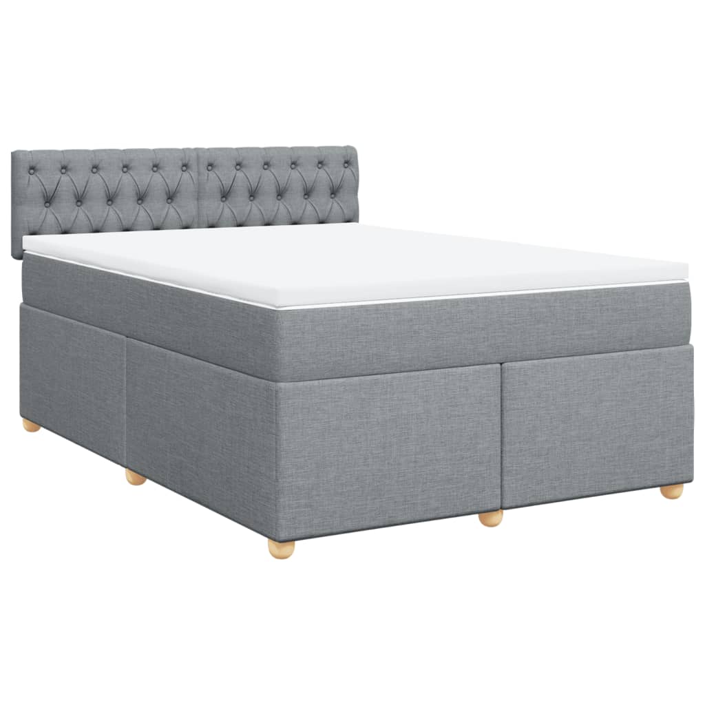Κρεβάτι Boxspring με Στρώμα Ανοιχτό Γκρι 140x200 εκ. Υφασμάτινο - Pakobazaar