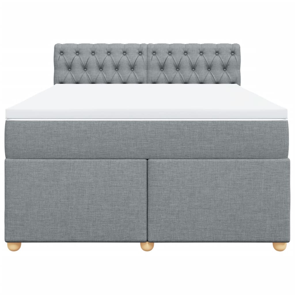Κρεβάτι Boxspring με Στρώμα Ανοιχτό Γκρι 140x200 εκ. Υφασμάτινο - Pakobazaar
