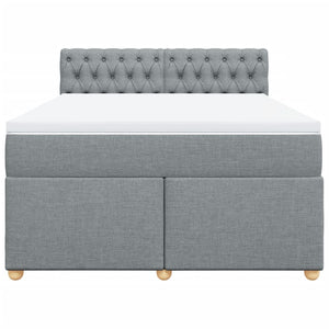 Κρεβάτι Boxspring με Στρώμα Ανοιχτό Γκρι 140x200 εκ. Υφασμάτινο - Pakobazaar