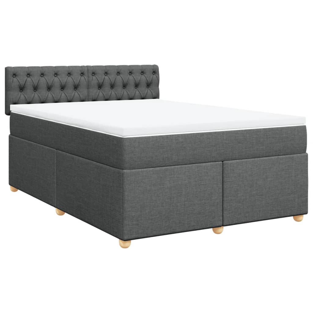 Κρεβάτι Boxspring με Στρώμα Σκούρο Γκρι 140x200 εκ Υφασμάτινο
