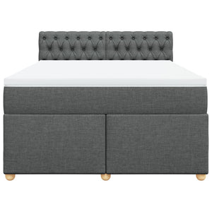 Κρεβάτι Boxspring με Στρώμα Σκούρο Γκρι 140x200 εκ Υφασμάτινο