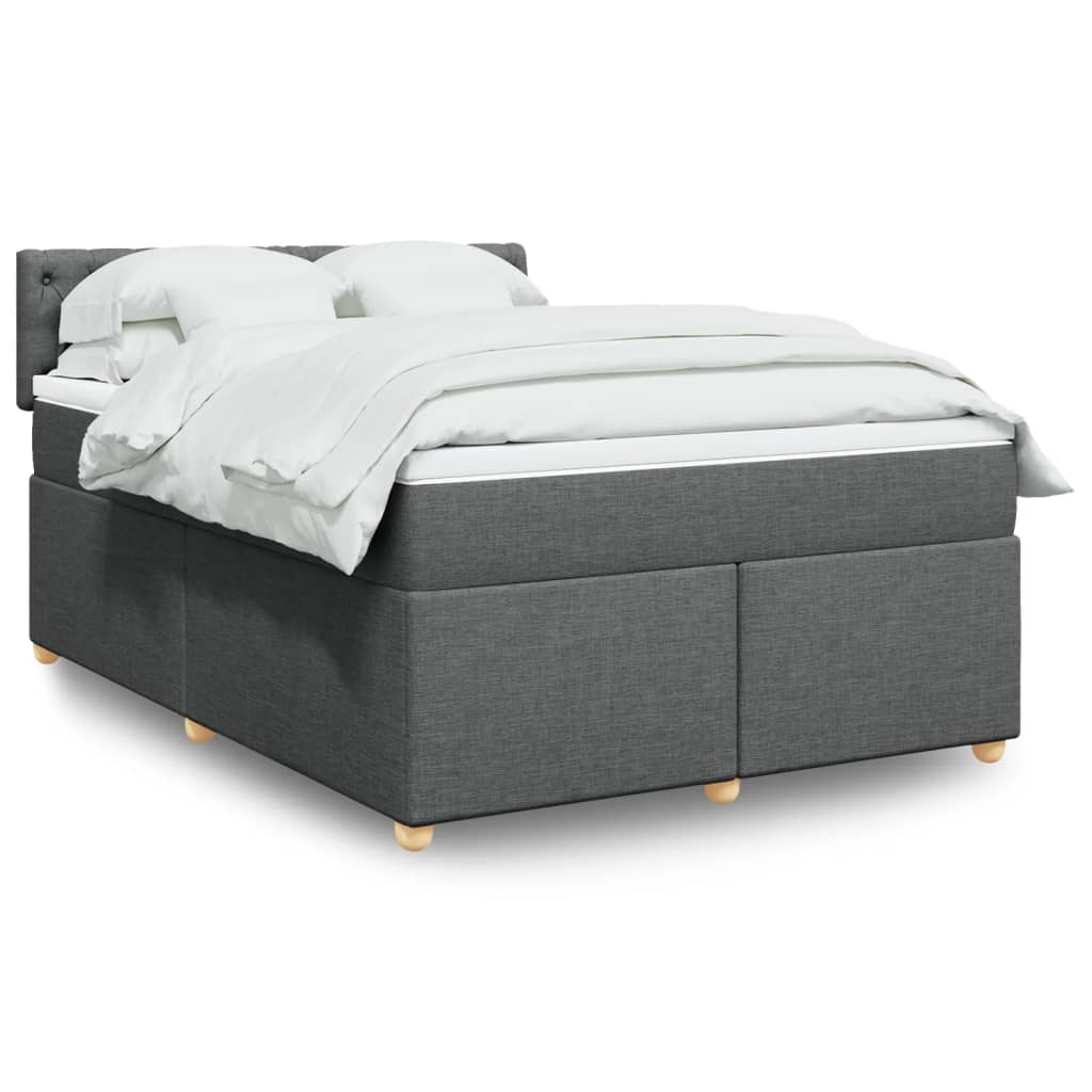 Κρεβάτι Boxspring με Στρώμα Σκούρο Γκρι 140x200 εκ Υφασμάτινο
