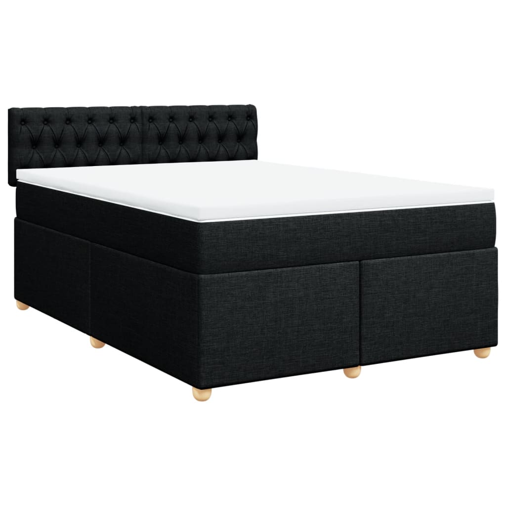 Κρεβάτι Boxspring με Στρώμα Μαύρο 140x200 εκ. Υφασμάτινο