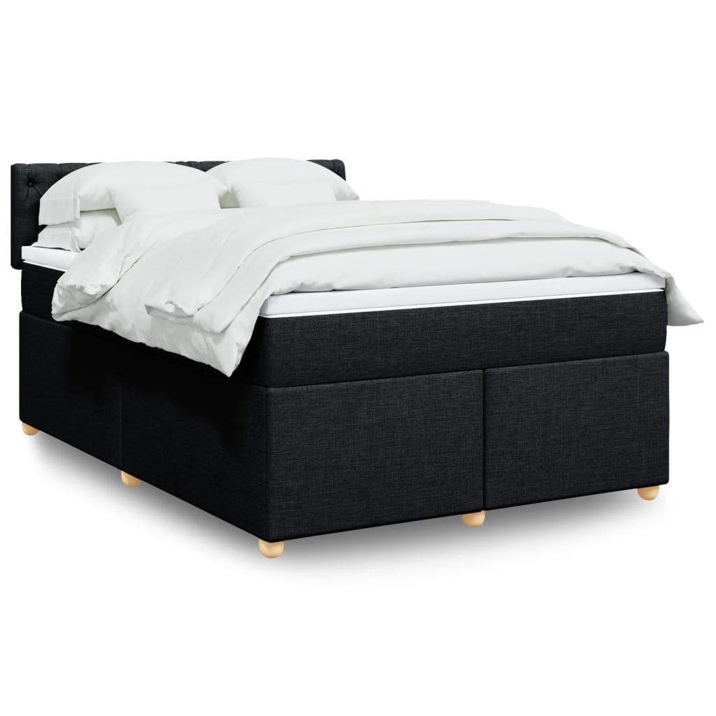 Κρεβάτι Boxspring με Στρώμα Μαύρο 140x200 εκ. Υφασμάτινο
