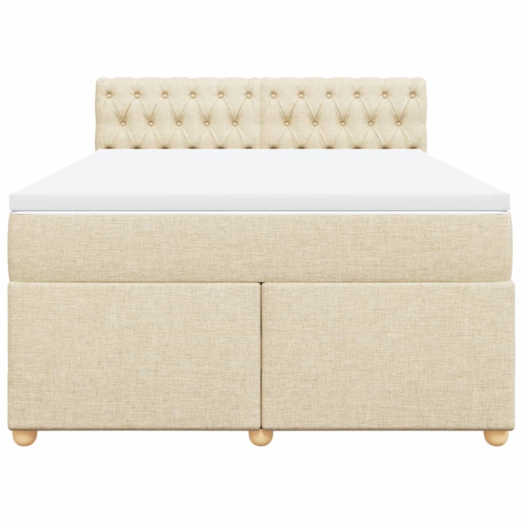 Κρεβάτι Boxspring με Στρώμα Κρεμ 140x200 εκ. Υφασμάτινο