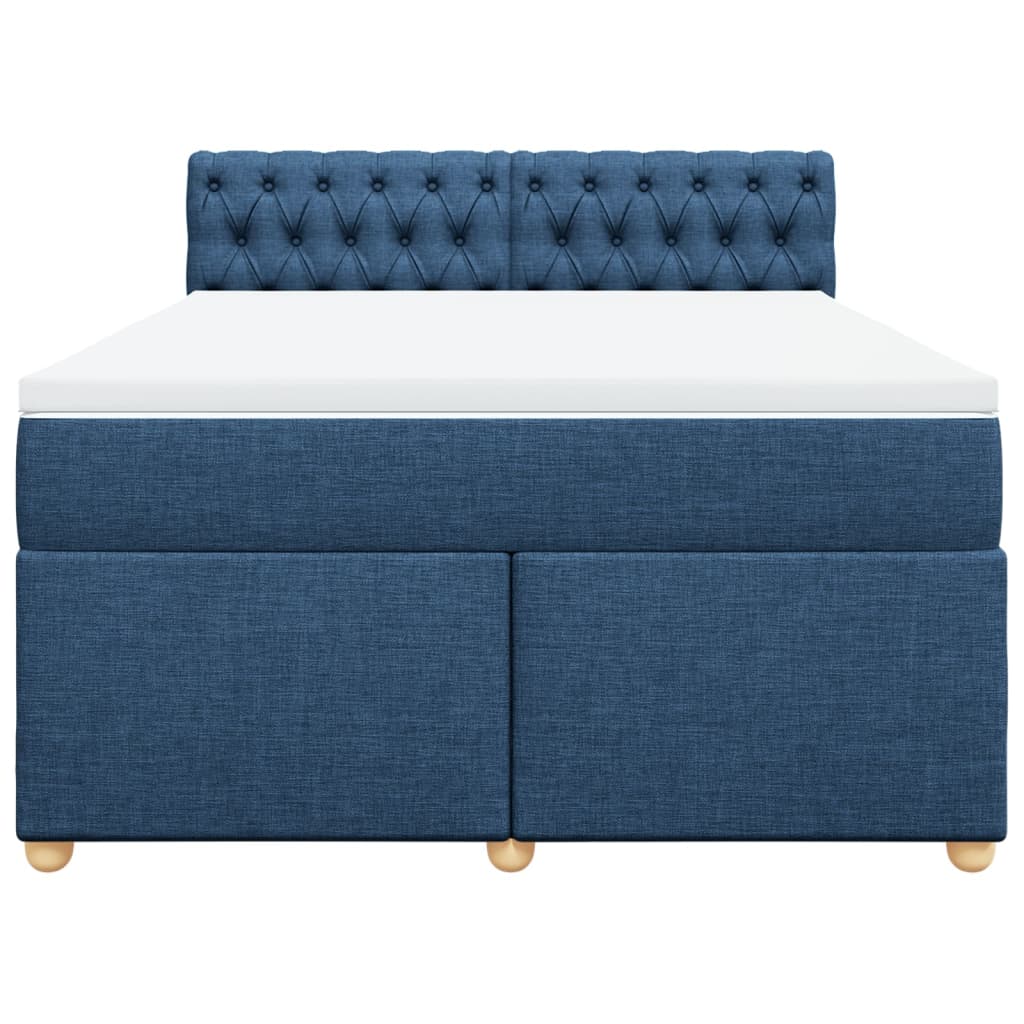 Κρεβάτι Boxspring με Στρώμα Μπλε 140x200 εκ. Υφασμάτινο
