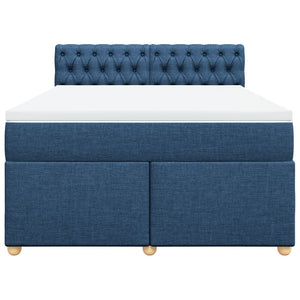 Κρεβάτι Boxspring με Στρώμα Μπλε 140x200 εκ. Υφασμάτινο