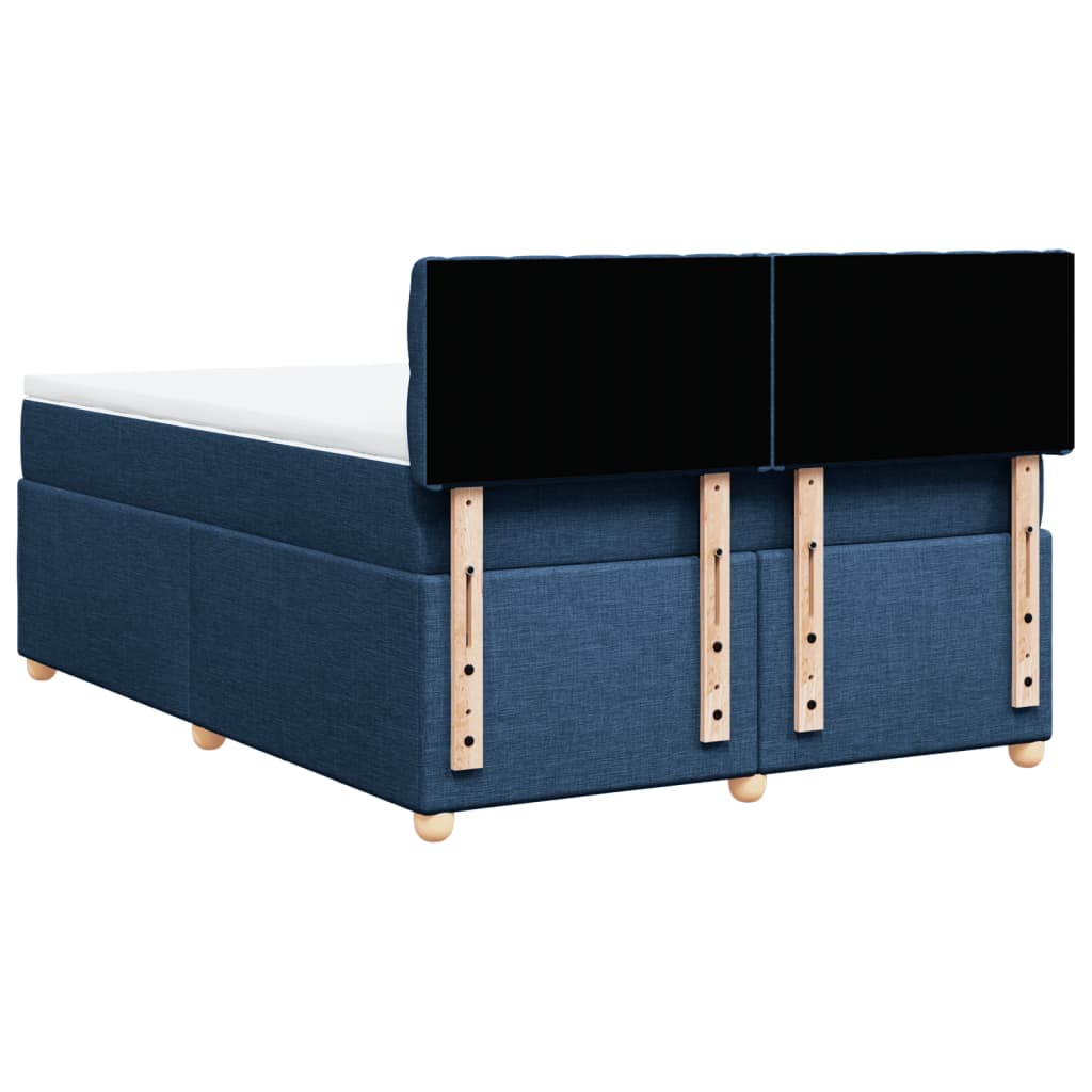 Κρεβάτι Boxspring με Στρώμα Μπλε 140x200 εκ. Υφασμάτινο