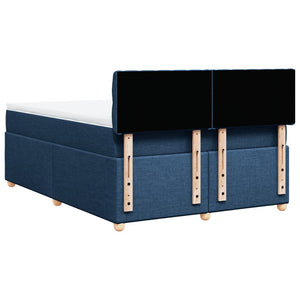 Κρεβάτι Boxspring με Στρώμα Μπλε 140x200 εκ. Υφασμάτινο
