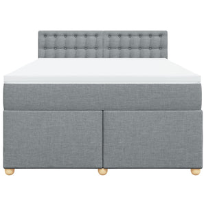 Κρεβάτι Boxspring με Στρώμα Ανοιχτό Γκρι 140x200 εκ. Υφασμάτινο